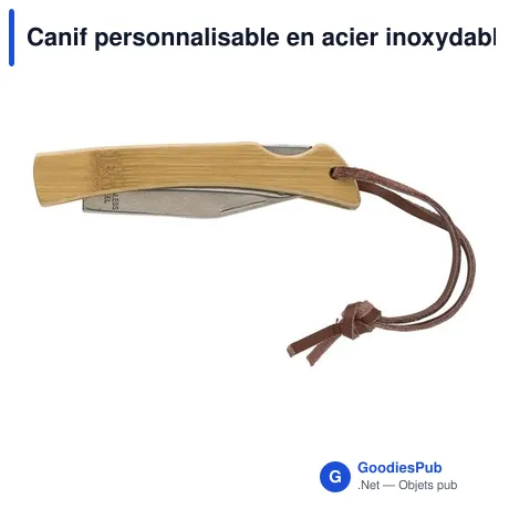 Canif personnalisable en acier inoxydable et bambou avec logo - Beckett