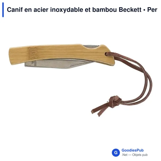 Canif personnalisable en acier inoxydable et bambou avec logo - Beckett - Image 1
