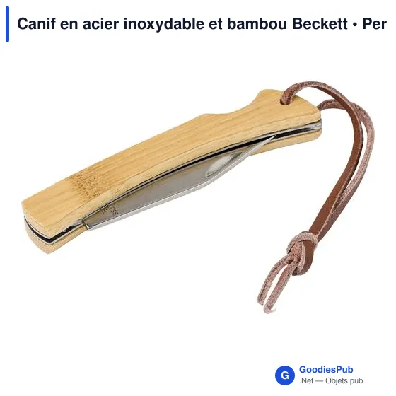 Canif personnalisable en acier inoxydable et bambou avec logo - Beckett - Image 2