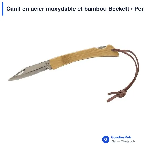 Canif personnalisable en acier inoxydable et bambou avec logo - Beckett - Image 3