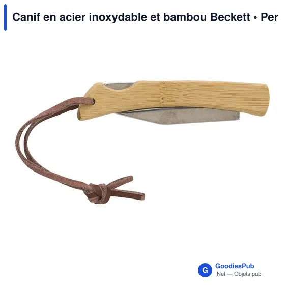 Canif personnalisable en acier inoxydable et bambou avec logo - Beckett - Image 4