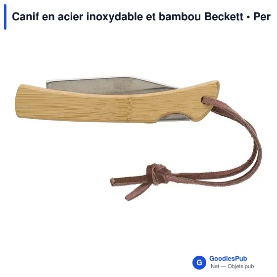 Canif personnalisable en acier inoxydable et bambou avec logo - Beckett - Image 5