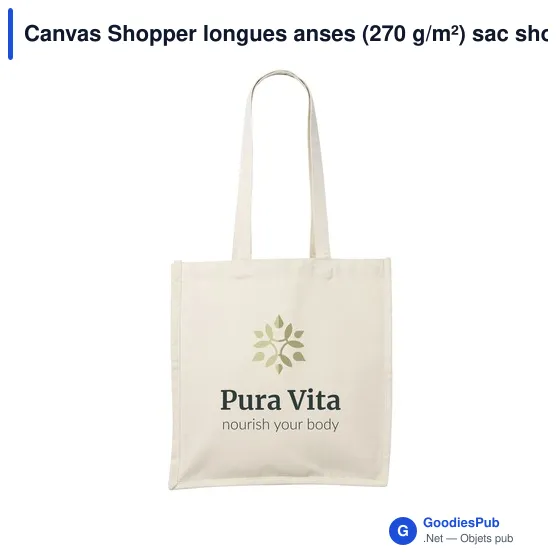 Sac shopping personnalisable Canvas Shopper longues anses avec logo - Image 1