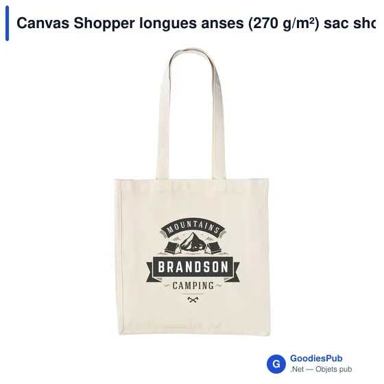 Sac shopping personnalisable Canvas Shopper longues anses avec logo - Image 5