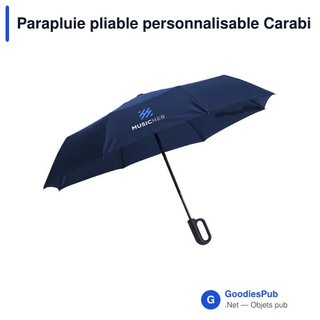 Parapluie pliable personnalisable Carabiner RCS avec logo