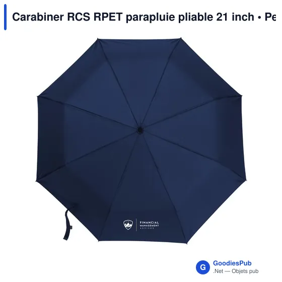 Parapluie pliable personnalisable Carabiner RCS avec logo - Image 2