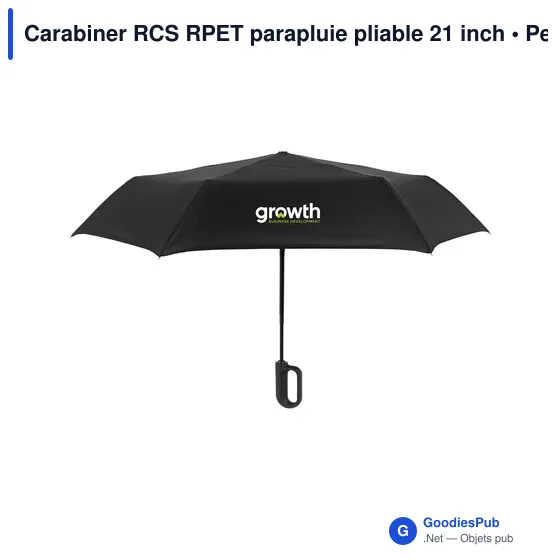 Parapluie pliable personnalisable Carabiner RCS avec logo - Image 12