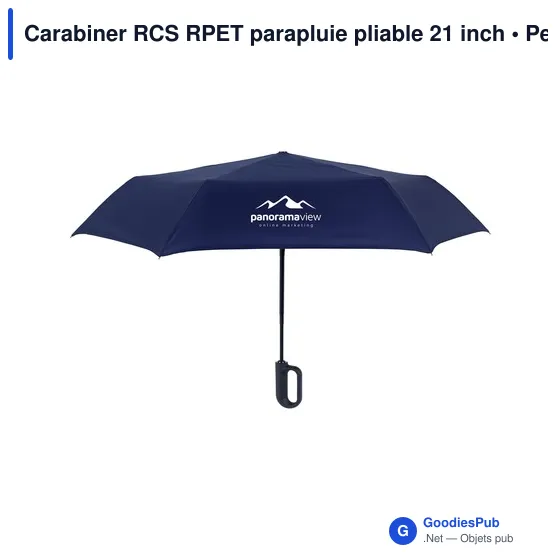 Parapluie pliable personnalisable Carabiner RCS avec logo - Image 4