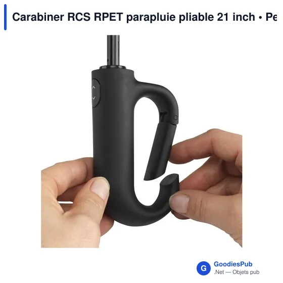 Parapluie pliable personnalisable Carabiner RCS avec logo - Image 6