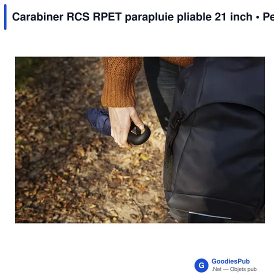 Parapluie pliable personnalisable Carabiner RCS avec logo - Image 8