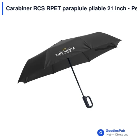 Parapluie pliable personnalisable Carabiner RCS avec logo - Image 9