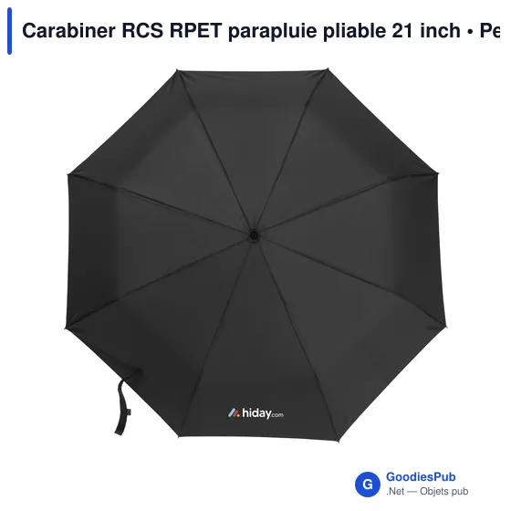 Parapluie pliable personnalisable Carabiner RCS avec logo - Image 10
