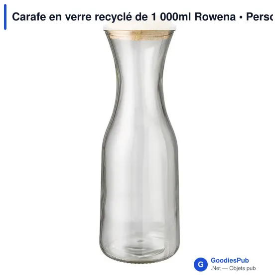 Carafe en verre recyclé personnalisable avec logo - Rowena - Image 1