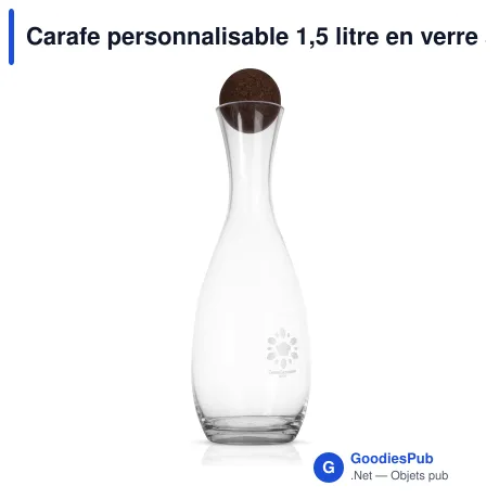 Carafe personnalisable 1,5 litre en verre soufflé avec bouchon liège - Sagaform Nature