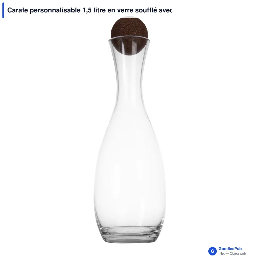 Carafe personnalisable 1,5 litre en verre soufflé avec bouchon liège - Sagaform Nature - Image 2