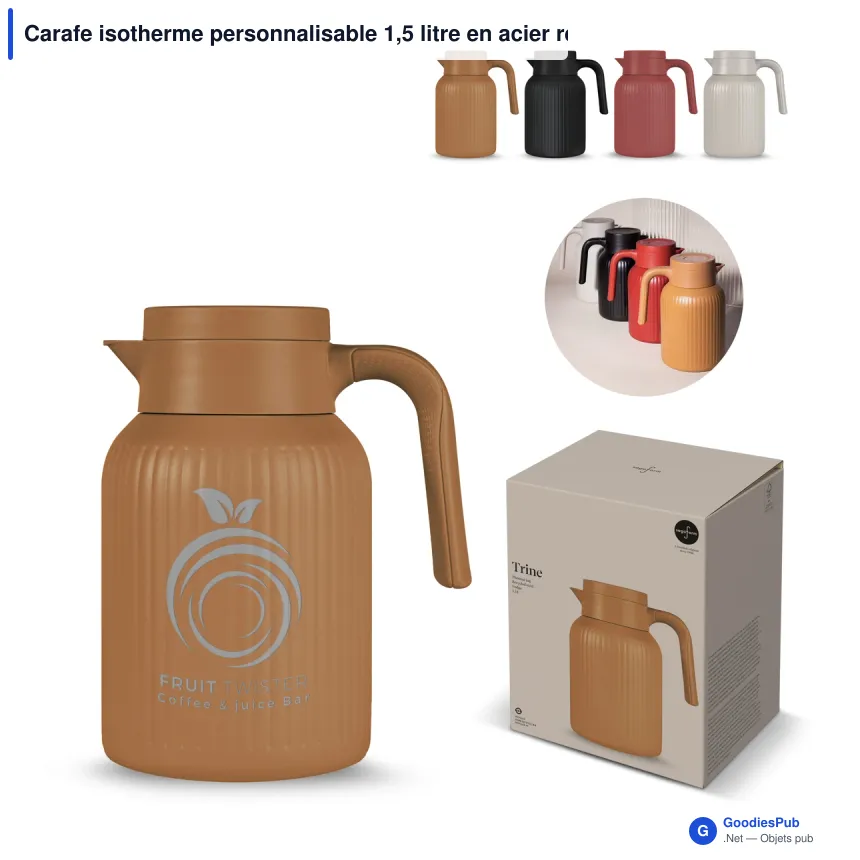 Carafe isotherme personnalisable 1,5 litre en acier recyclé avec logo - Sagaform Trine - Image 1