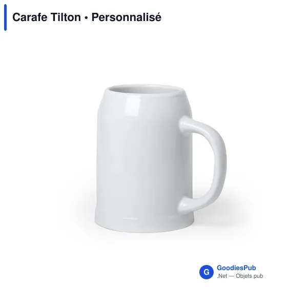 Carafe personnalisable en céramique blanche avec logo - Tilton - Image 1