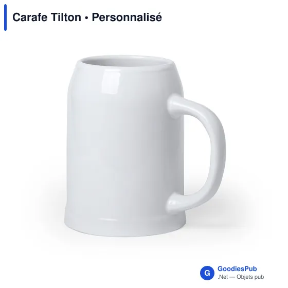 Carafe personnalisable en céramique blanche avec logo - Tilton - Image 2