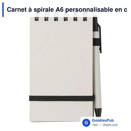 Carnet à spirale A6 personnalisable en carton recyclé - Marthaavec logo