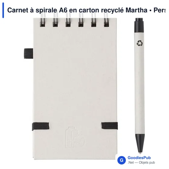 Carnet à spirale A6 personnalisable en carton recyclé - Marthaavec logo - Image 2