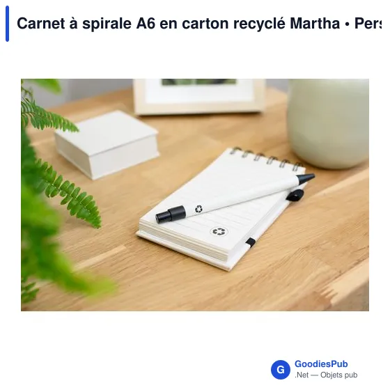 Carnet à spirale A6 personnalisable en carton recyclé - Marthaavec logo - Image 12