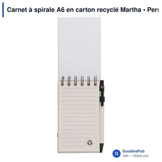 Carnet à spirale A6 personnalisable en carton recyclé - Marthaavec logo - Image 3