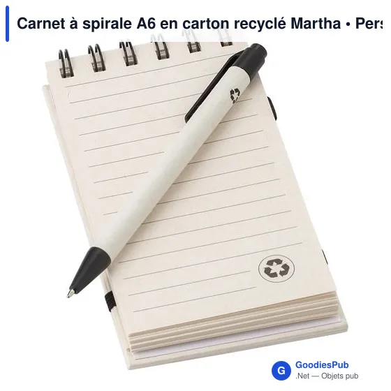 Carnet à spirale A6 personnalisable en carton recyclé - Marthaavec logo - Image 4