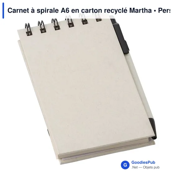 Carnet à spirale A6 personnalisable en carton recyclé - Marthaavec logo - Image 5