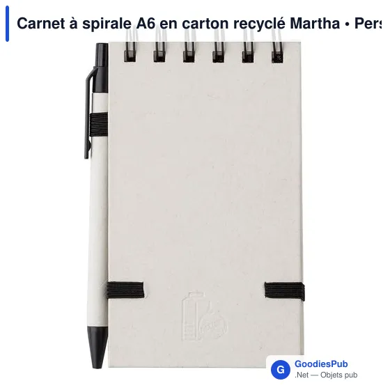 Carnet à spirale A6 personnalisable en carton recyclé - Marthaavec logo - Image 6