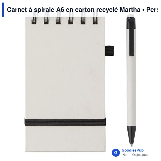 Carnet à spirale A6 personnalisable en carton recyclé - Marthaavec logo - Image 7