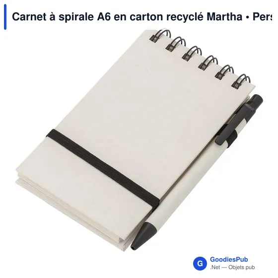 Carnet à spirale A6 personnalisable en carton recyclé - Marthaavec logo - Image 8