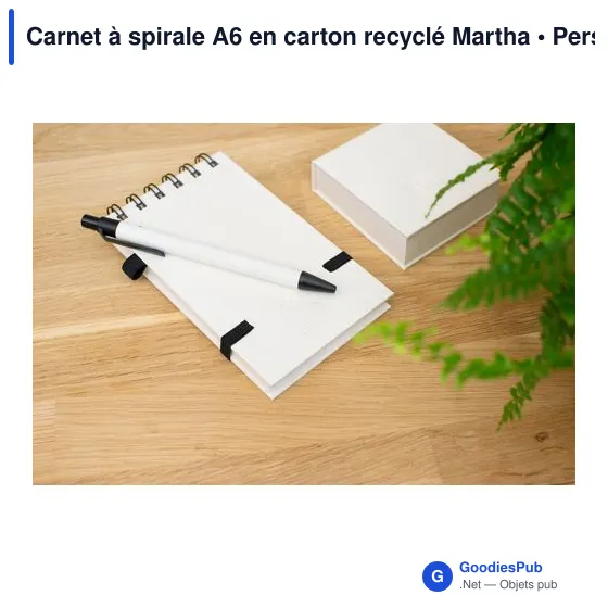 Carnet à spirale A6 personnalisable en carton recyclé - Marthaavec logo - Image 10