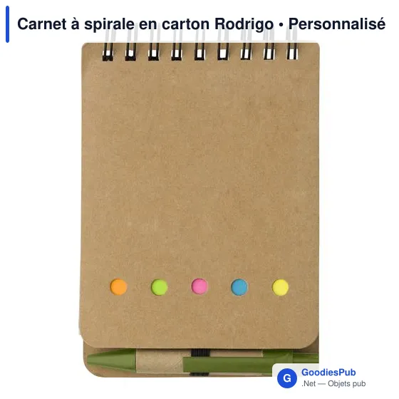Carnet à spirale personnalisable Rodrigo avec logo - Image 1
