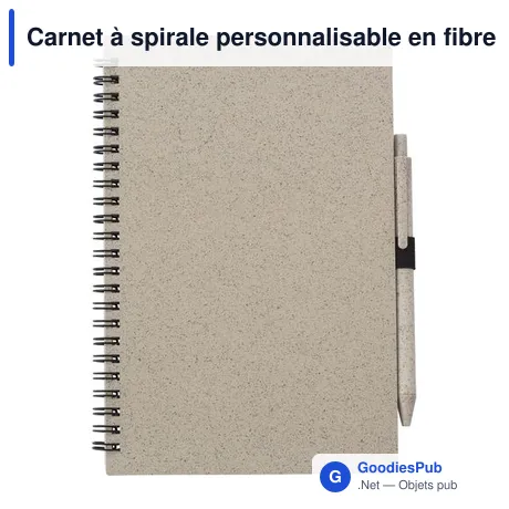 Carnet à spirale personnalisable en fibre de paille avec logo