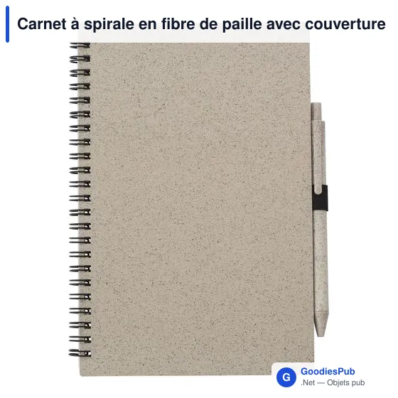 Carnet à spirale personnalisable en fibre de paille avec logo - Image 1