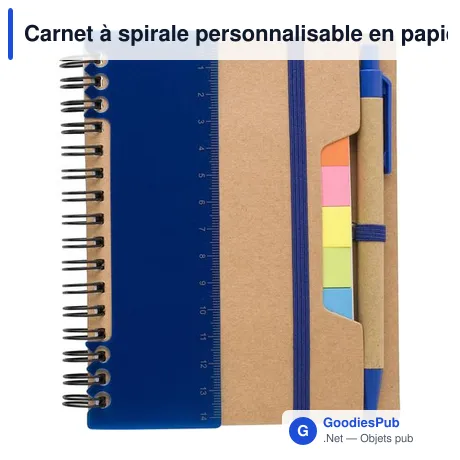 Carnet à spirale personnalisable en papier recyclé avec logo - Angela