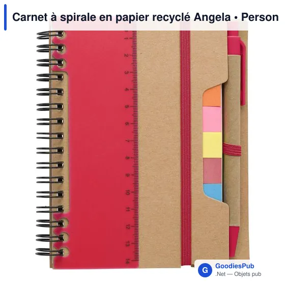 Carnet à spirale personnalisable en papier recyclé avec logo - Angela - Image 3