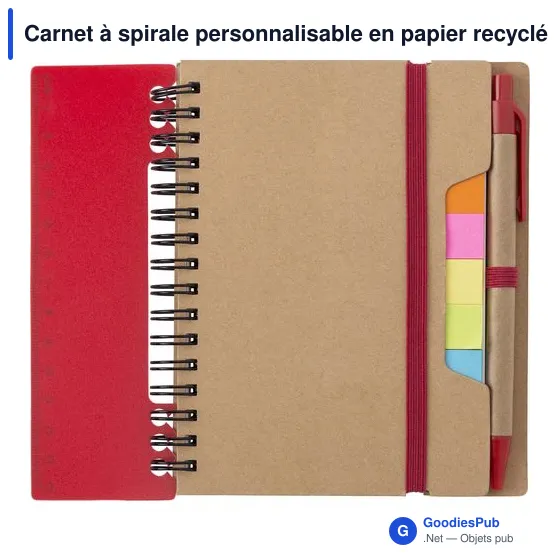 Carnet à spirale personnalisable en papier recyclé avec logo - Angela - Image 4
