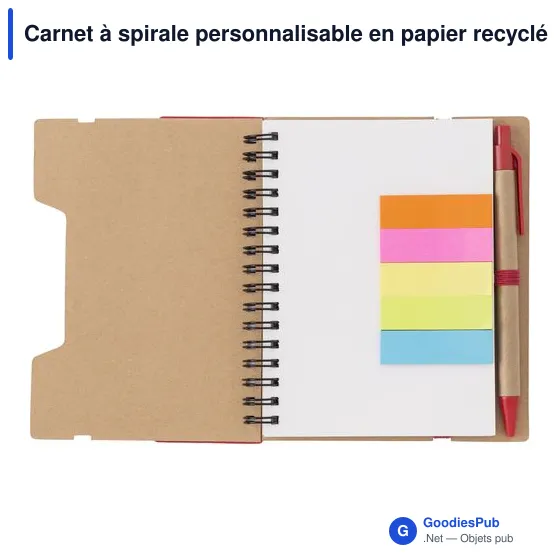Carnet à spirale personnalisable en papier recyclé avec logo - Angela - Image 5