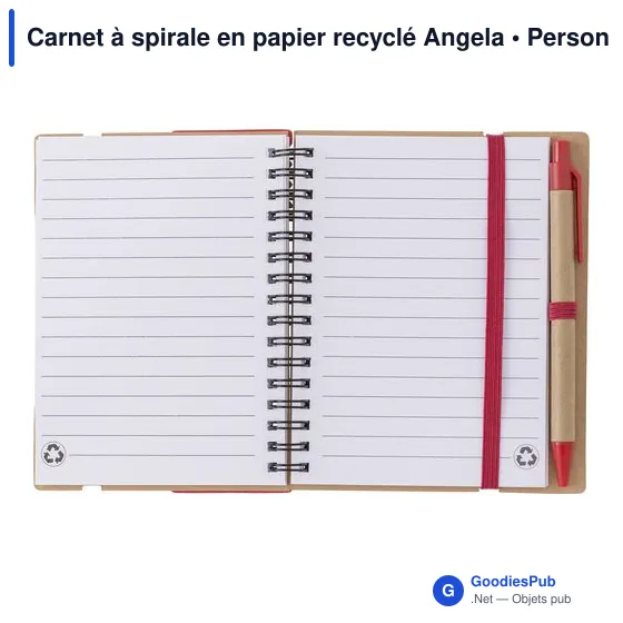 Carnet à spirale personnalisable en papier recyclé avec logo - Angela - Image 6