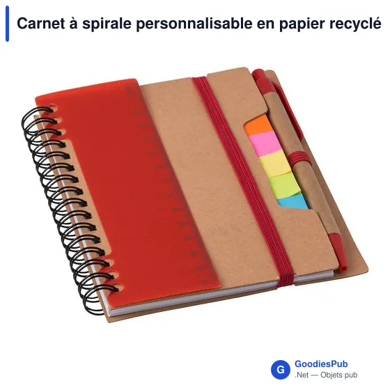 Carnet à spirale personnalisable en papier recyclé avec logo - Angela - Image 8