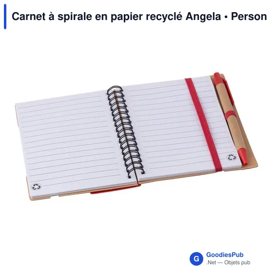 Carnet à spirale personnalisable en papier recyclé avec logo - Angela - Image 9