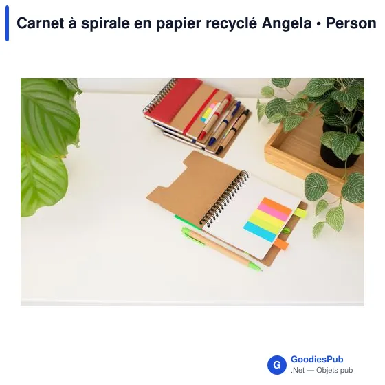 Carnet à spirale personnalisable en papier recyclé avec logo - Angela - Image 10