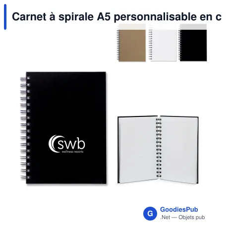 Carnet à spirale A5 personnalisable en carton laminé avec logo - Classique