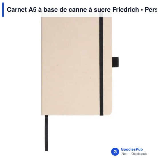 Carnet A5 personnalisable en canne à sucre avec logo - Friedrich - Image 1
