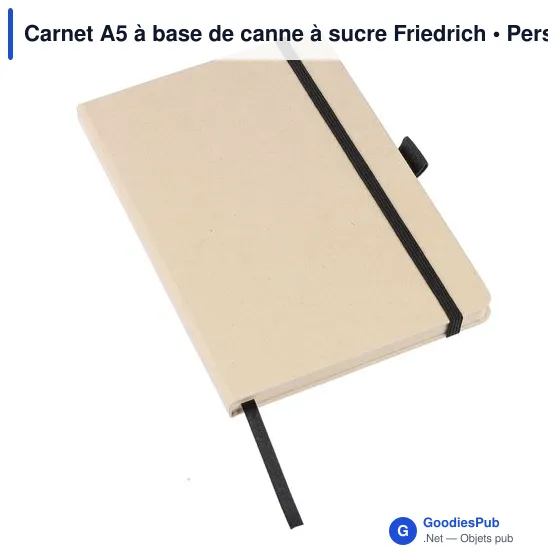 Carnet A5 personnalisable en canne à sucre avec logo - Friedrich - Image 4