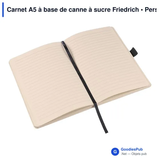 Carnet A5 personnalisable en canne à sucre avec logo - Friedrich - Image 6