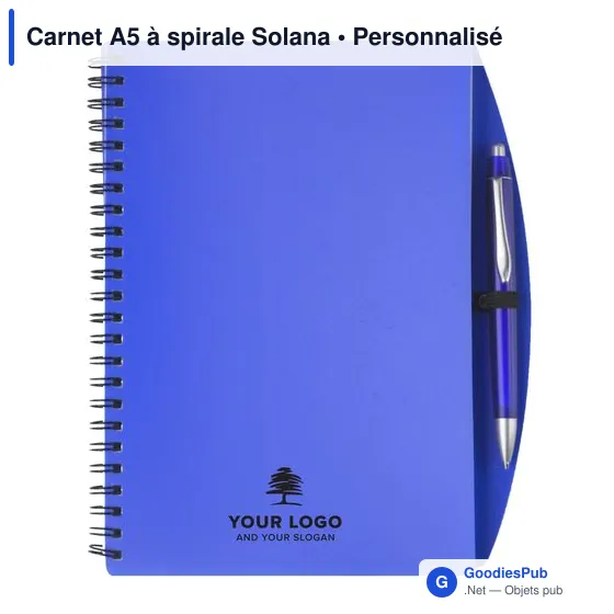Carnet A5 à spirale personnalisable avec logo - Solana - Image 4