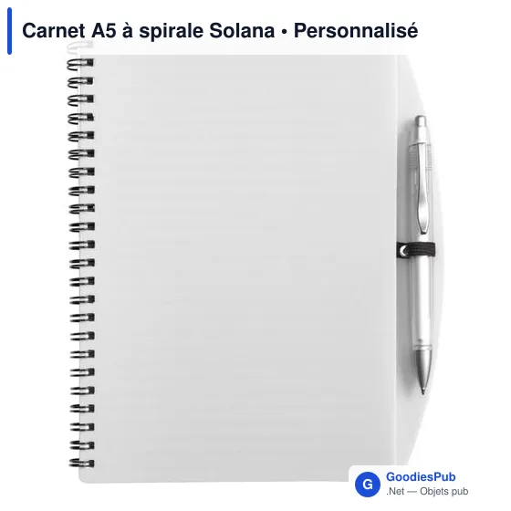 Carnet A5 à spirale personnalisable avec logo - Solana - Image 5