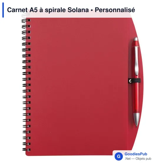 Carnet A5 à spirale personnalisable avec logo - Solana - Image 10